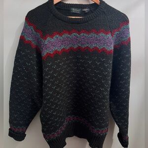 Byford 100% Wool Sweater Women’s L Vintage Nordic Fair Isle Chunky Knit Cozy
